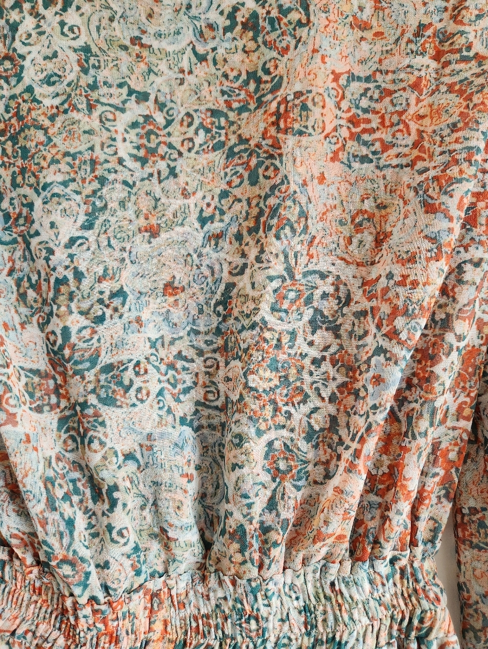 MISA Los Angeles Boho Maxi Dress Long Sleeve Smocked Waist NWT XS - Picture 11 of 11